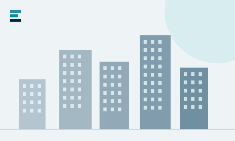 Editorial illustration of city buildings in eFacts colours